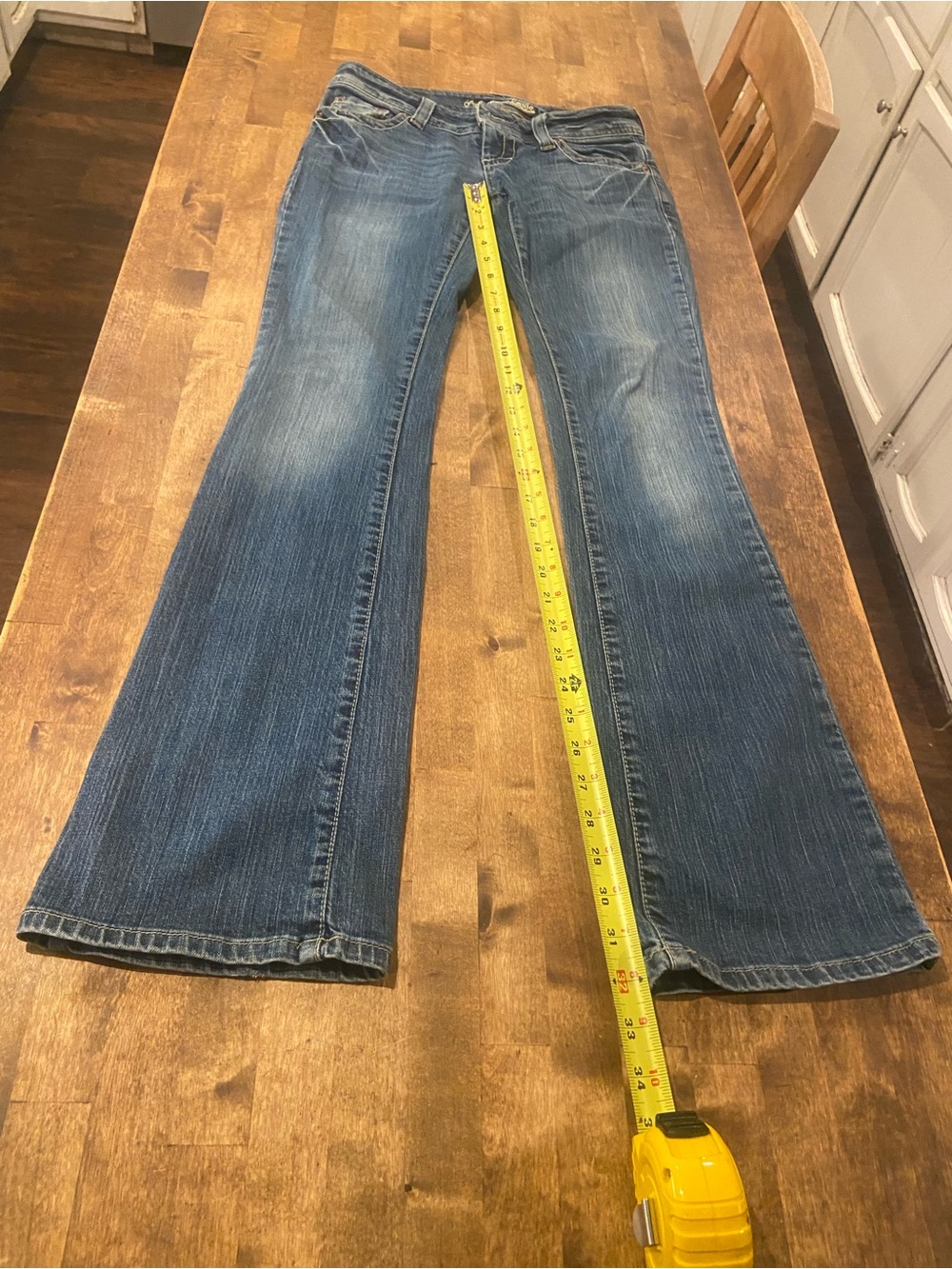 American Eagle Outfitters Women's Blue Faded Flare Jeans